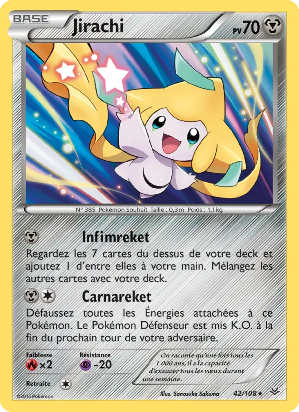 Carte Pokémon Jirachi 42/108 de l'extension Ciel Rugissant