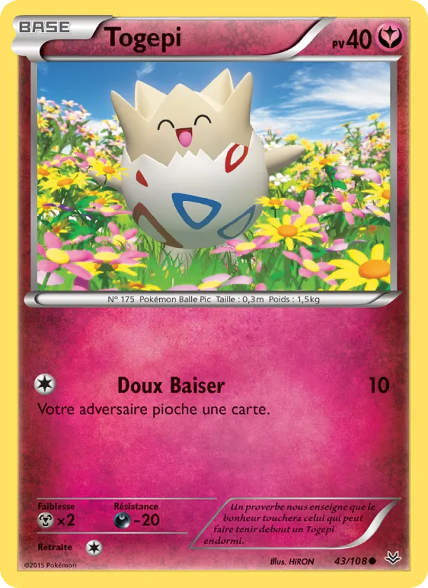 Carte Pokémon Togepi 43/108 de l'extension Ciel Rugissant