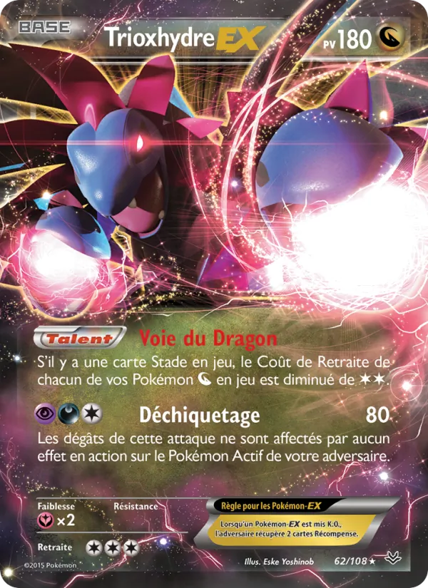 Carte Pokémon Trioxhydre EX 62/108 de l'extension Ciel Rugissant