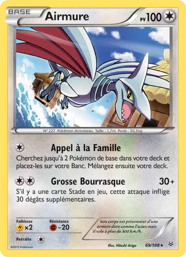 Carte Pokémon Airmure 69/108 de l'extension Ciel Rugissant