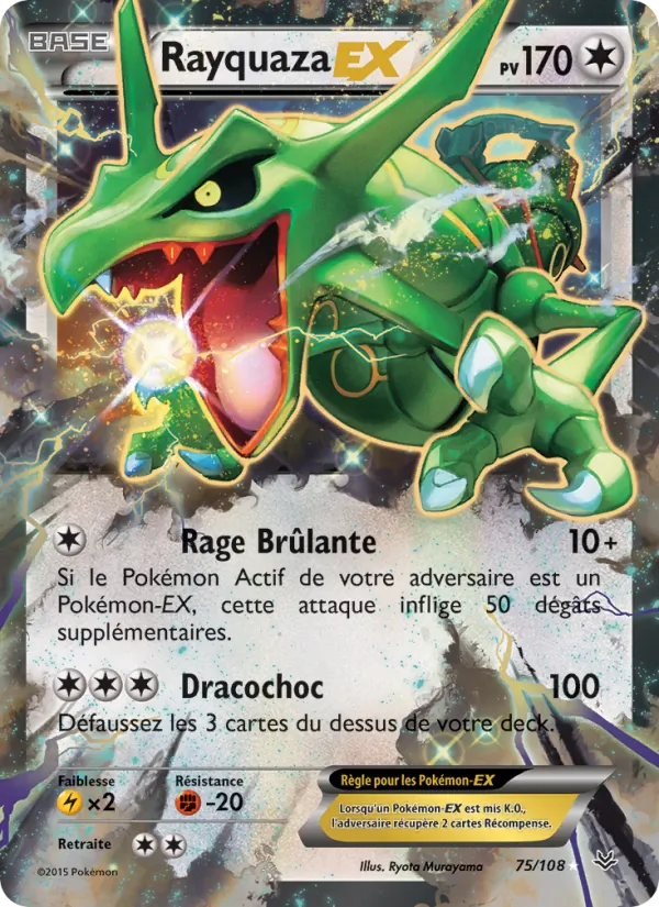 Carte Pokémon Rayquaza EX 75/108 de l'extension Ciel Rugissant
