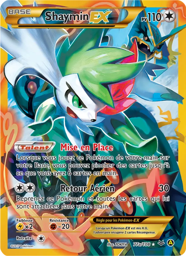 Carte Pokémon Shaymin EX 77a/108 de l'extension Ciel Rugissant