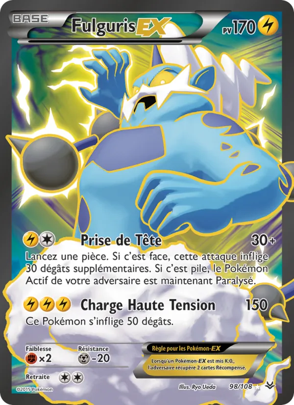 Carte Pokémon Fulguris EX 98/108 de l'extension Ciel Rugissant