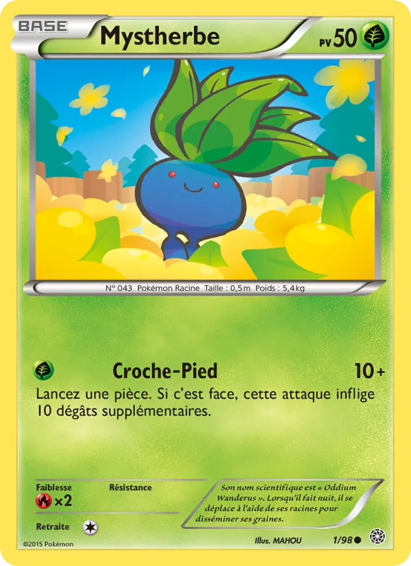 Carte Pokémon Mystherbe 1/98 de l'extension Origines Antiques