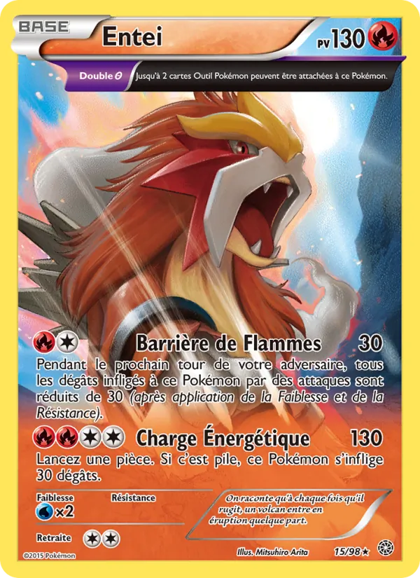 Carte Pokémon Entei 15/98 de l'extension Origines Antiques