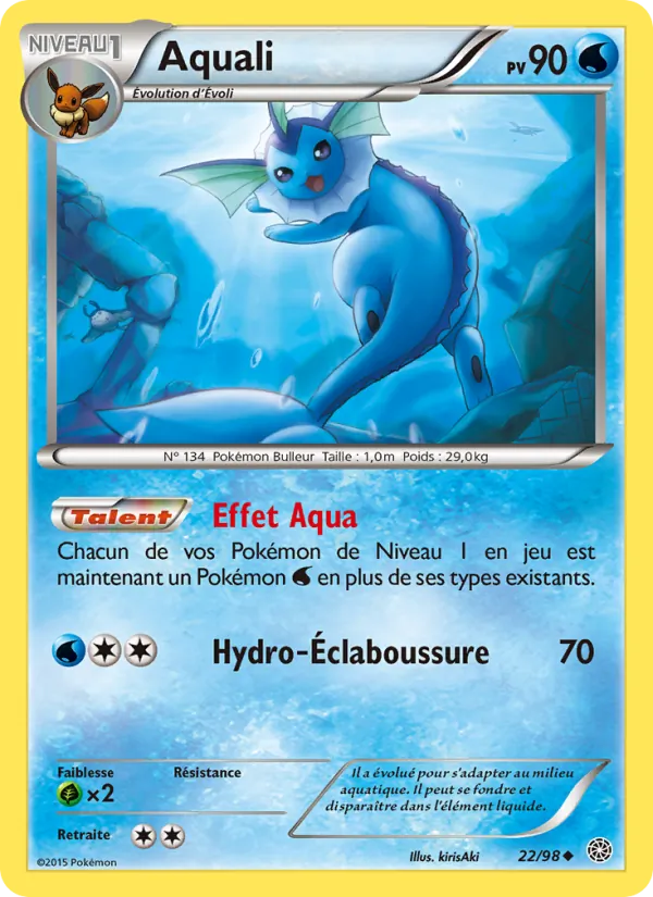 Carte Pokémon Aquali 22/98 de l'extension Origines Antiques