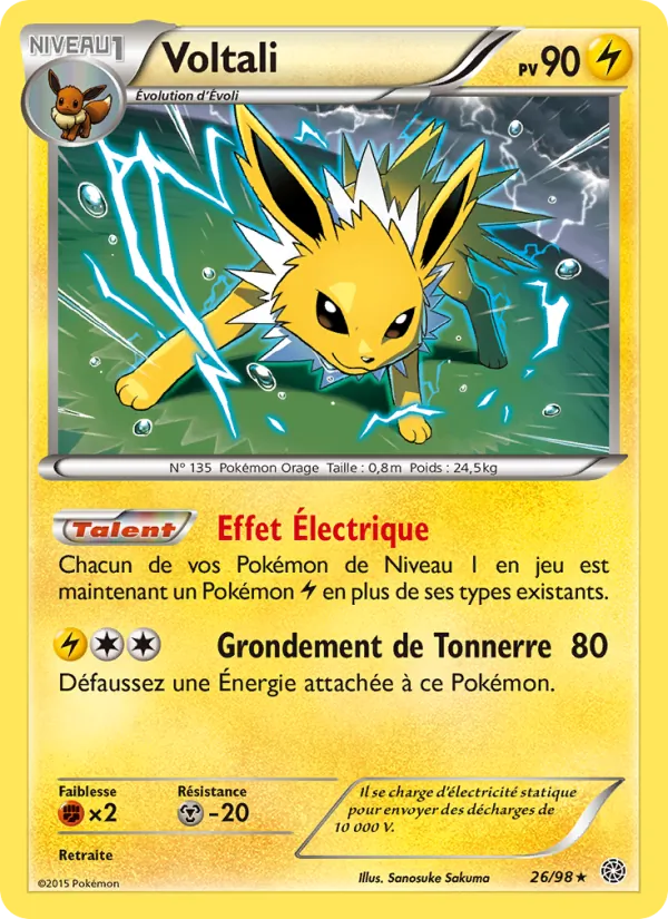 Carte Pokémon Voltali 26/98 de l'extension Origines Antiques