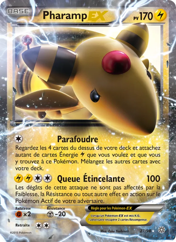 Carte Pokémon Pharamp EX 27/98 de l'extension Origines Antiques