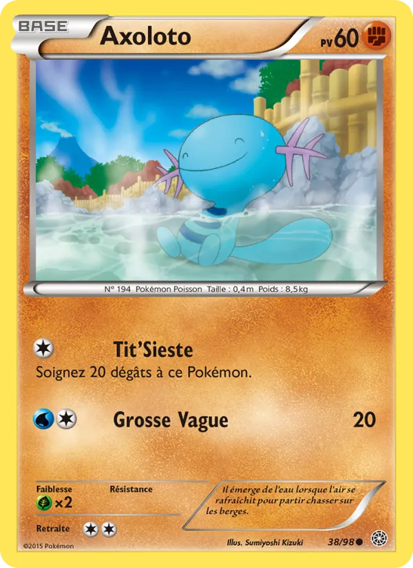 Carte Pokémon Axoloto 38/98 de l'extension Origines Antiques
