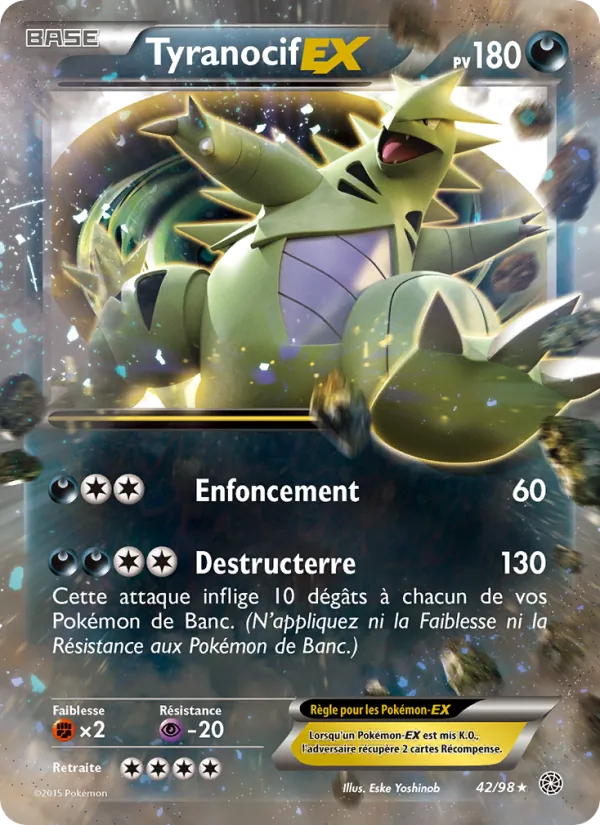 Carte Pokémon Tyranocif EX 42/98 de l'extension Origines Antiques