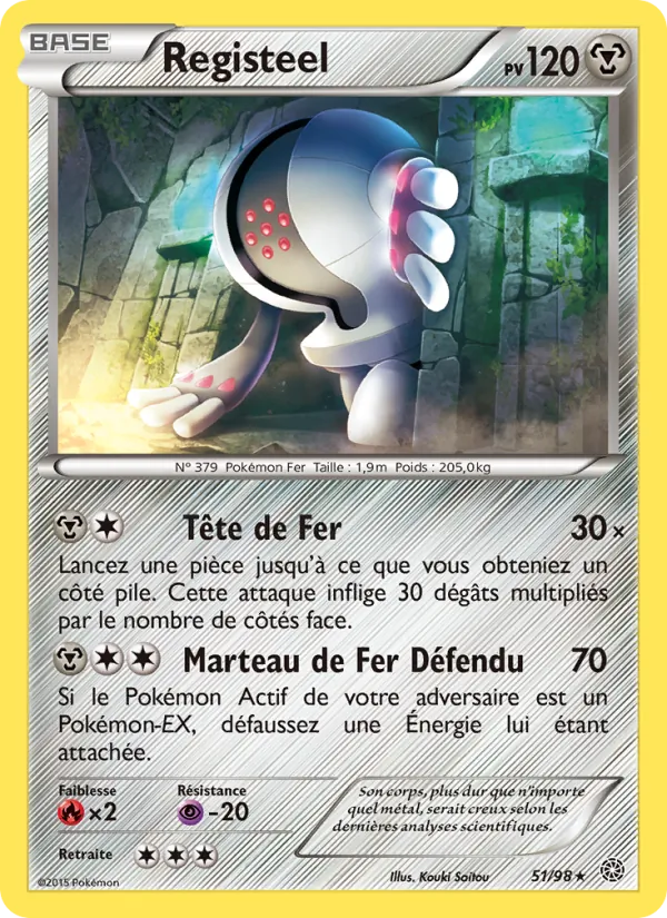 Carte Pokémon Registeel 51/98 de l'extension Origines Antiques