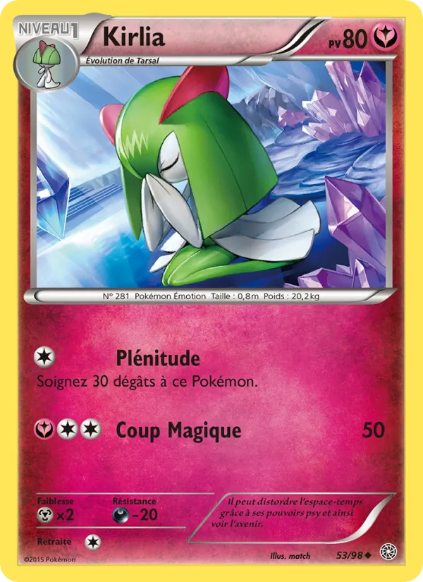 Carte Pokémon Kirlia 53/98 de l'extension Origines Antiques