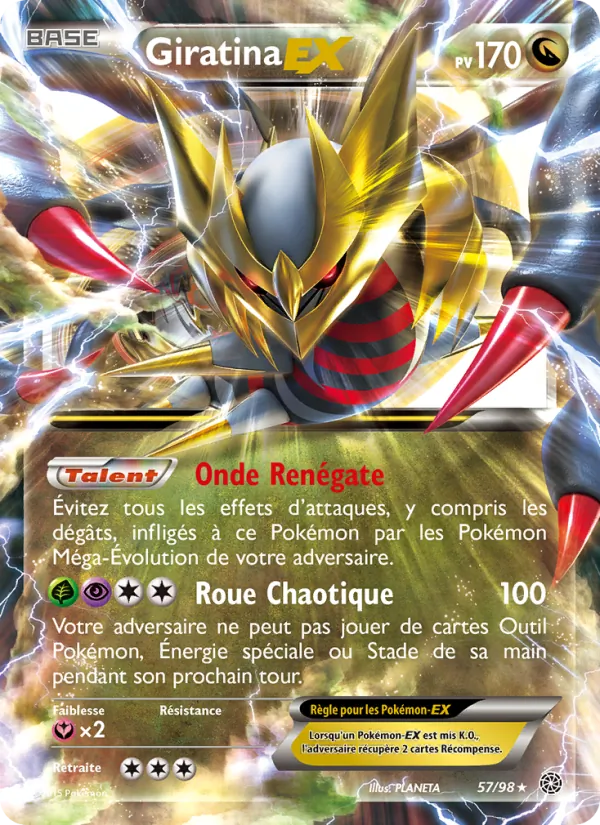 Carte Pokémon Giratina EX 57/98 de l'extension Origines Antiques
