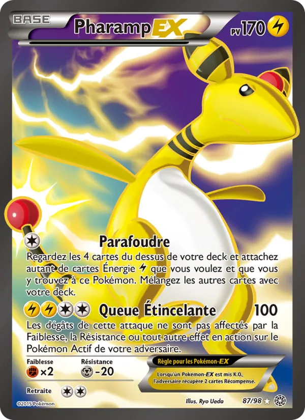 Carte Pokémon Pharamp EX 87/98 de l'extension Origines Antiques