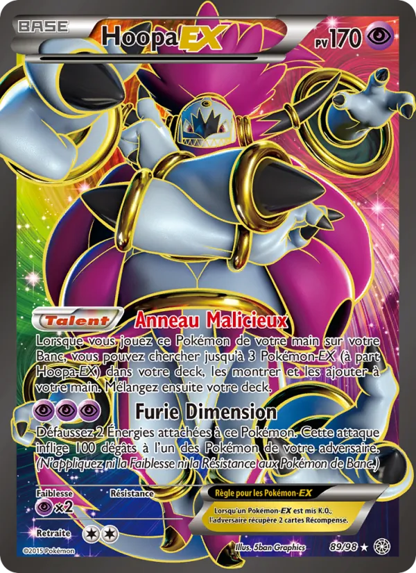 Carte Pokémon Hoopa EX 89/98 de l'extension Origines Antiques
