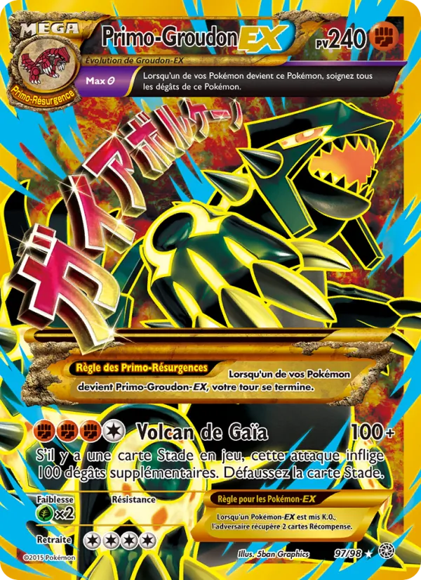 Carte Pokémon Primo-Groudon EX 97/98 de l'extension Origines Antiques