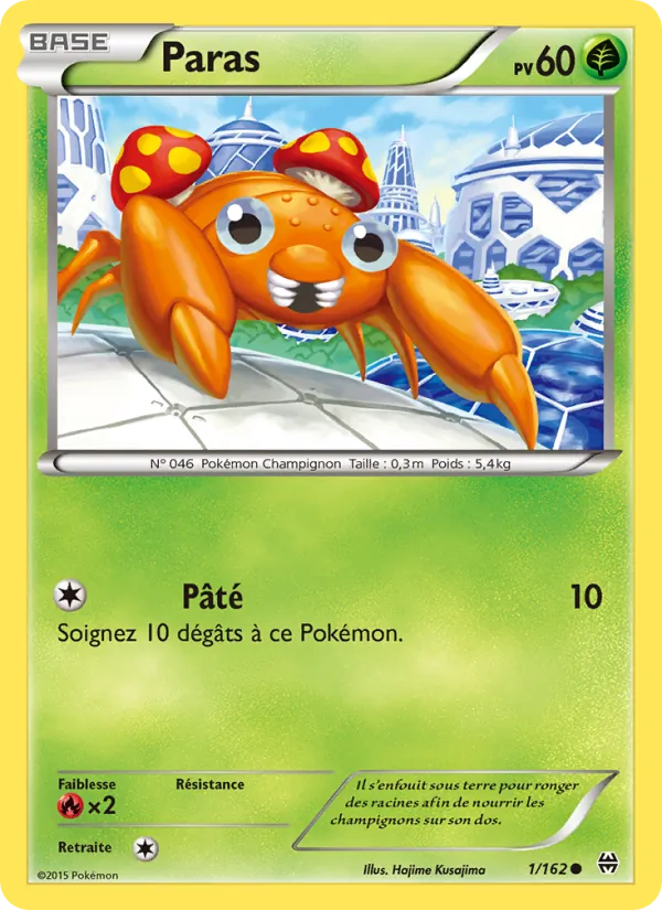Carte Pokémon Paras 1/162 de l'extension Impulsion Turbo