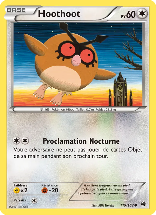 Carte Pokémon Hoothoot 119/162 de l'extension Impulsion Turbo