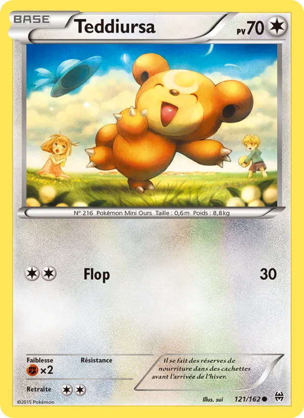 Carte Pokémon Teddiursa 121/162 de l'extension Impulsion Turbo