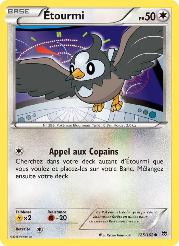 Carte Pokémon Étourmi 125/162 de l'extension Impulsion Turbo