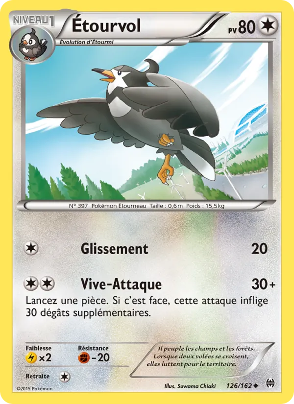 Carte Pokémon Étourvol 126/162 de l'extension Impulsion Turbo