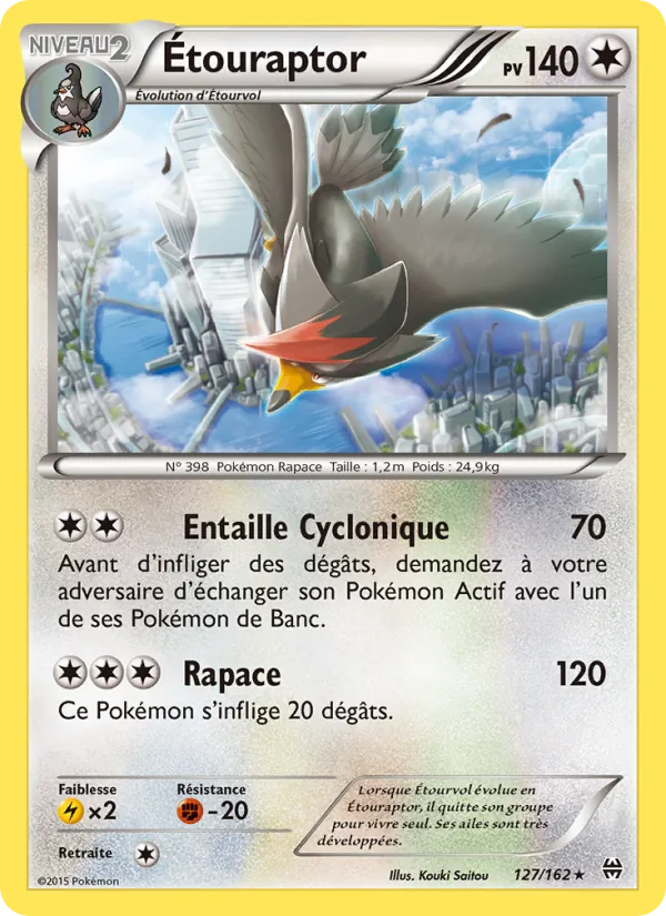 Carte Pokémon Étouraptor 127/162 de l'extension Impulsion Turbo