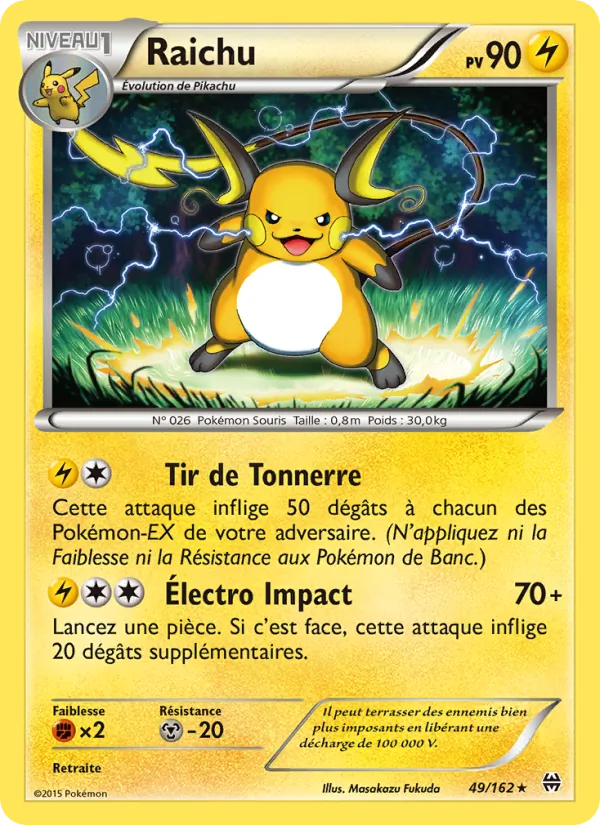 Carte Pokémon Raichu 49/162 de l'extension Impulsion Turbo