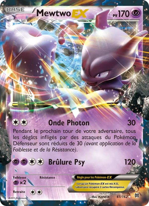 Carte Pokémon Mewtwo EX 61/162 de l'extension Impulsion Turbo