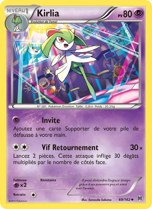 Carte Pokémon Kirlia 69/162 de l'extension Impulsion Turbo