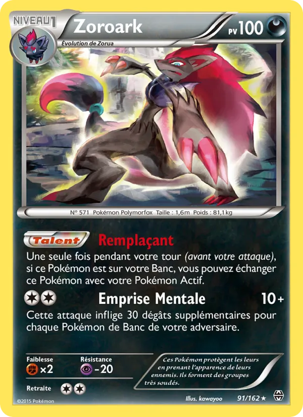 Carte Pokémon Zoroark 91/162 de l'extension Impulsion Turbo