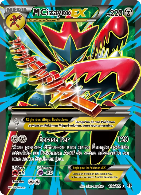 Carte Pokémon M-Cizayox EX 120/122 de l'extension Rupture Turbo
