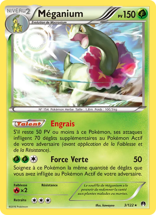 Carte Pokémon Méganium 3/122 de l'extension Rupture Turbo