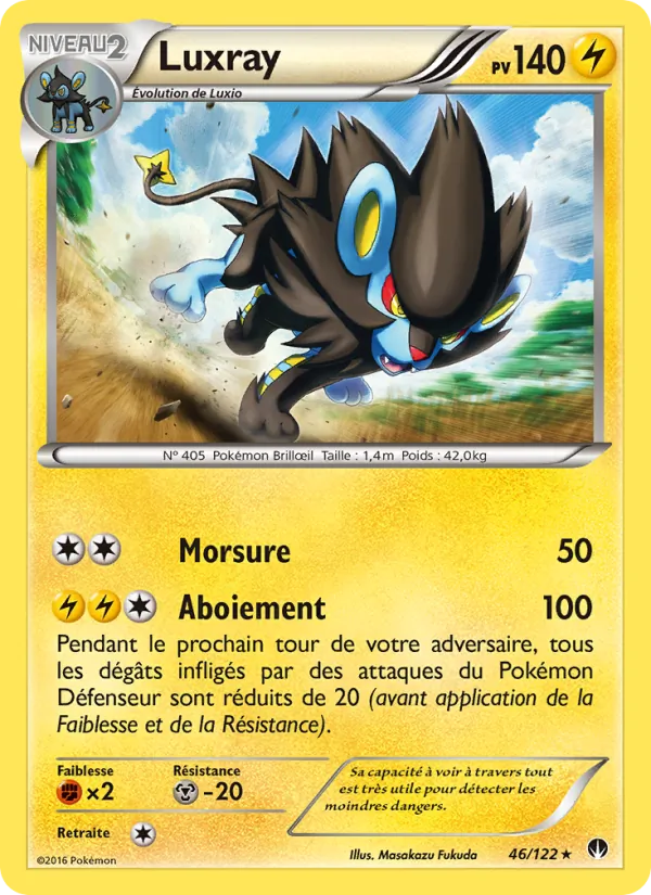 Carte Pokémon Luxray 46/122 de l'extension Rupture Turbo
