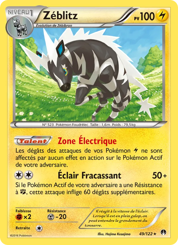 Carte Pokémon Zéblitz 49/122 de l'extension Rupture Turbo