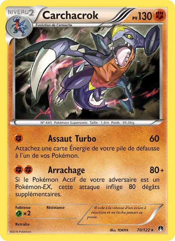 Carte Pokémon Carchacrok 70/122 de l'extension Rupture Turbo