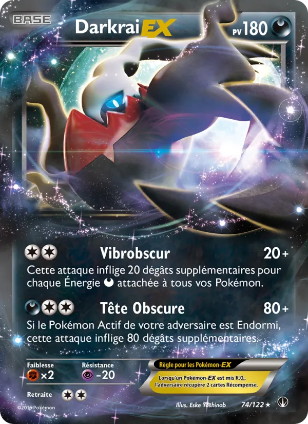 Carte Pokémon Darkrai EX 74/122 de l'extension Rupture Turbo