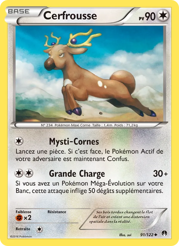 Carte Pokémon Cerfrousse 91/122 de l'extension Rupture Turbo