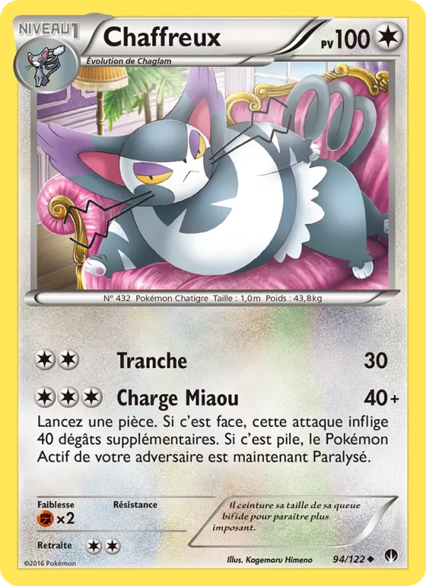 Carte Pokémon Chaffreux 94/122 de l'extension Rupture Turbo