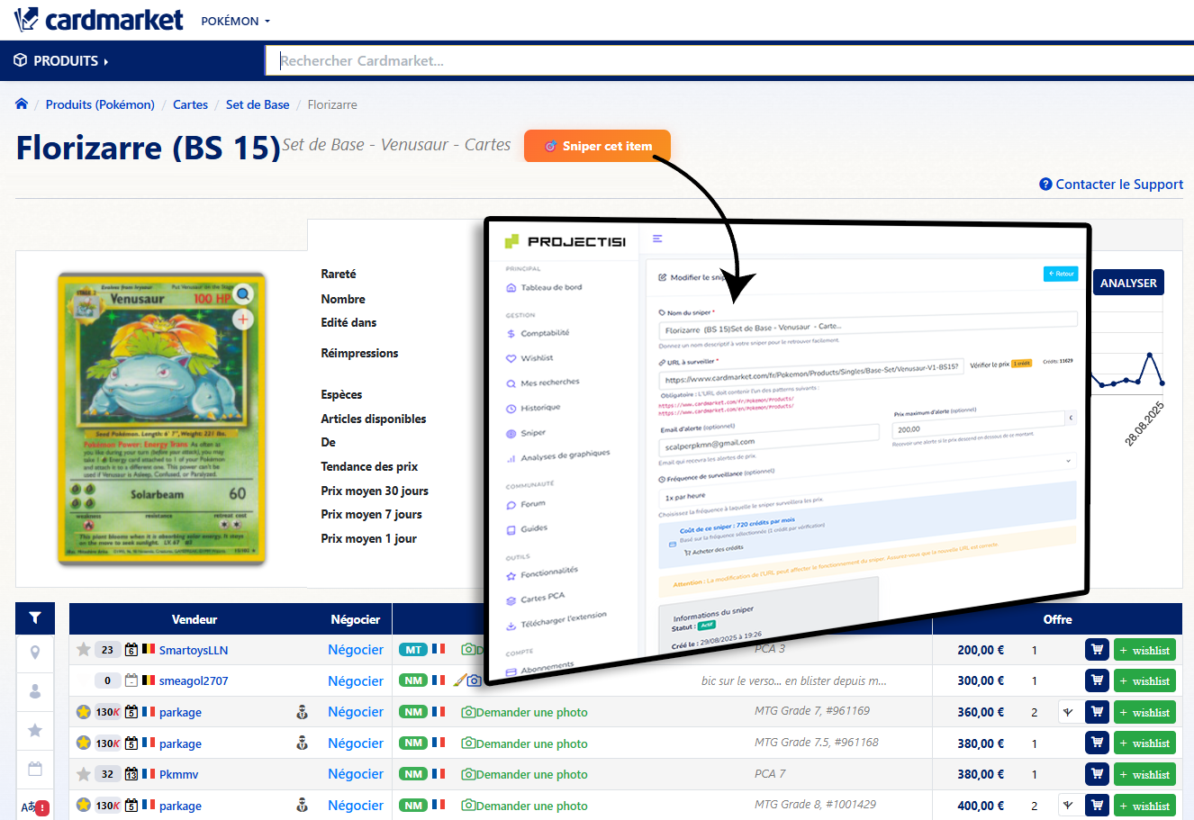 Sniper Cardmarket - Alertes prix