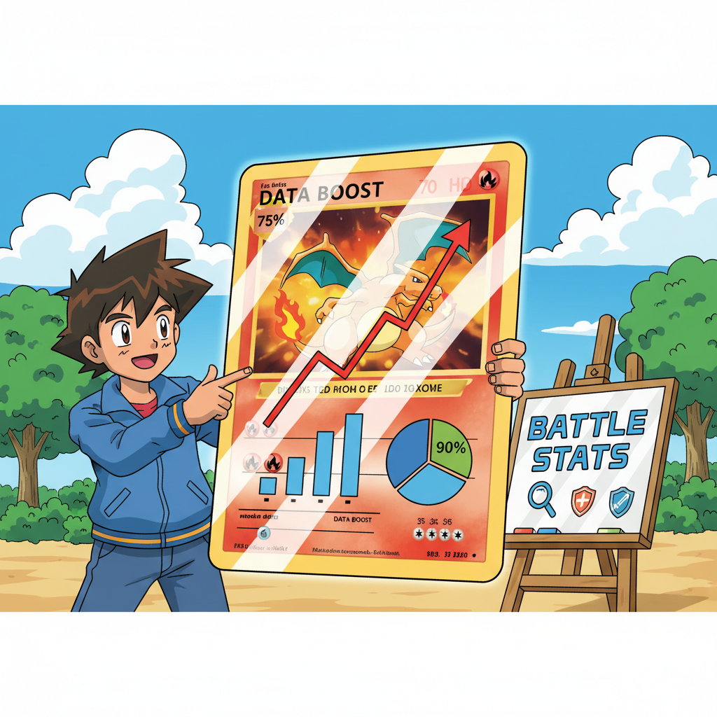 Écran affichant des données de prix de cartes Pokémon avec des courbes d'analyse détaillées