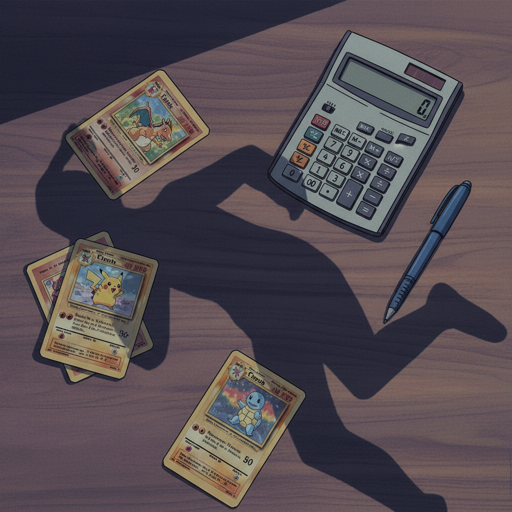 Calculatrice et billets éparpillés sur une table de travail, évoquant l'analyse financière d'une activité commerciale